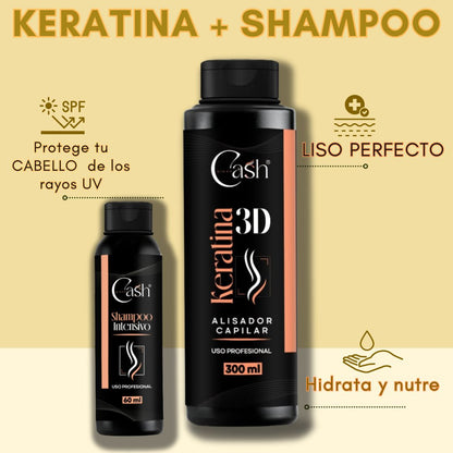 Keratina 3D  Duo®: Keratina 300ml+Shampoo 60ml✨Cabello liso hasta por 1 AÑO
