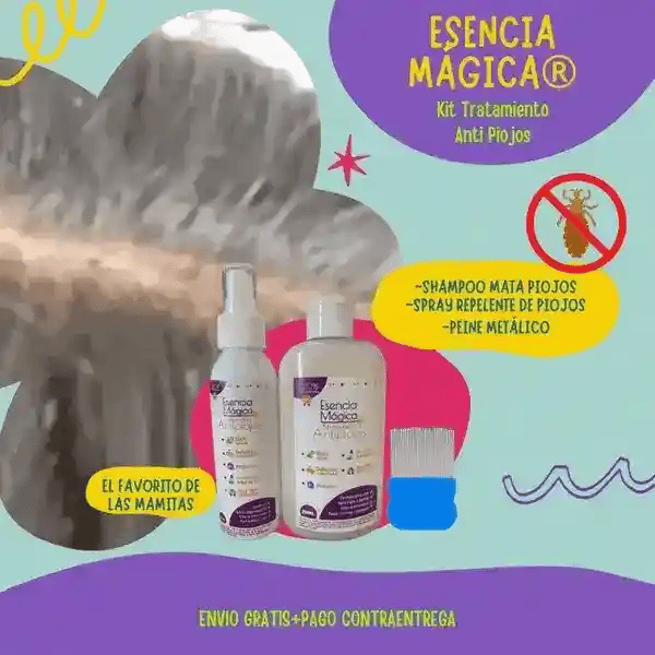 ESENCIA MÁGICA® ❌ Kit de Tratamiento Anti Piojos 🕷️ Shampoo Eliminador+Spray Repelente de Piojos+Peine Metálico
